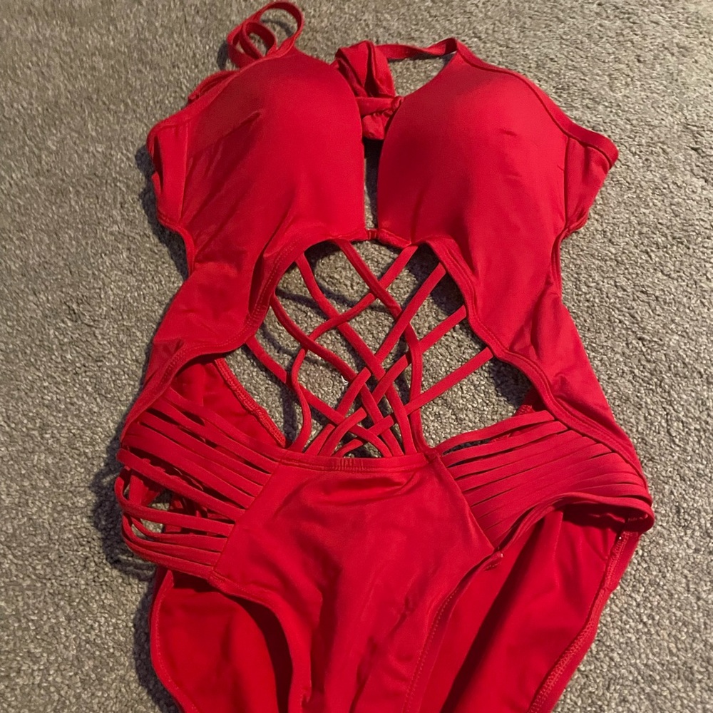 Kenneth Cole Red One Piece Swimsuit